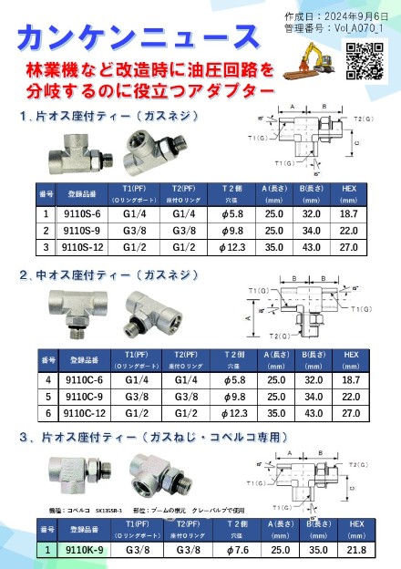 林業機など改造用座付きティー